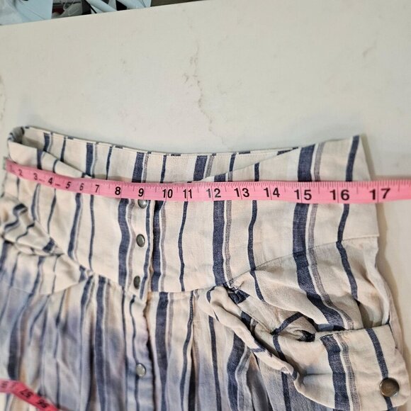 Free People Loose Change Maxi Skirt Size 12 Blue Striped Tie Dye Boho Linen - Picture 10 of 10